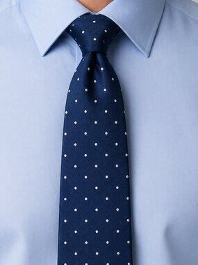 Izod Mens Neck Tie Blue w/ White Dots 100% Silk 3.5 X 59" Classy Business Office